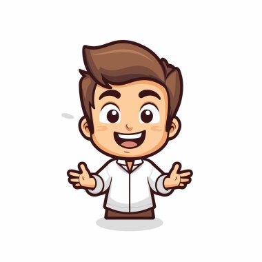 Garson karakter tasarımı. Maskot tasarımı. Vektör illüstrasyonu.