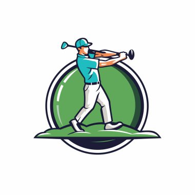 Golf kulübü logosu. Golf oynayan bir golfçünün temsilcisi.
