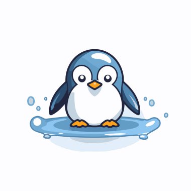 Beyaz arka planda tatlı penguen suyu. Vektör illüstrasyonu.