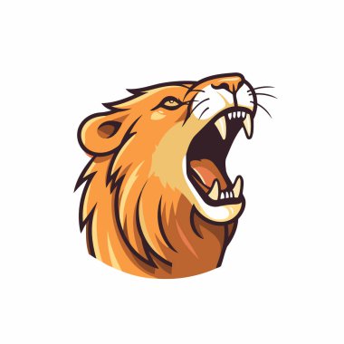 Aslan kafalı maskot. Aslan başlı maskotun vektör çizimi.