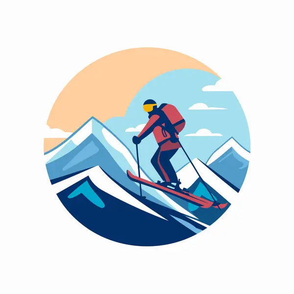 Snowboarder Mountains Extreme Winter Sport Vector Illustration — Stock Vector