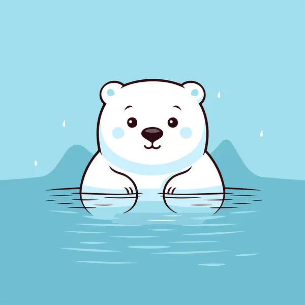 Χαριτωμένο Καρτούν Πολική Αρκούδα Κολύμπι Στο Νερό Εικονογράφηση Διανύσματος — Διανυσματικό Αρχείο