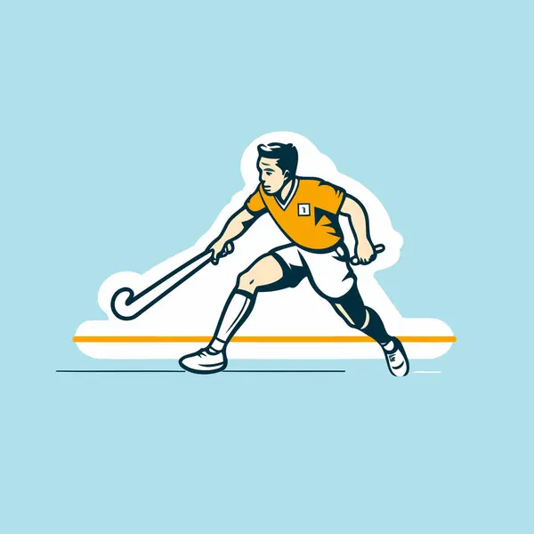 Ice Hockey Player Vector Illustration Sportsman Action Stick — Stock Vector