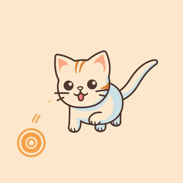 Cute Cartoon Cat Vector Illustration Cute Little Kitten — Stock Vector