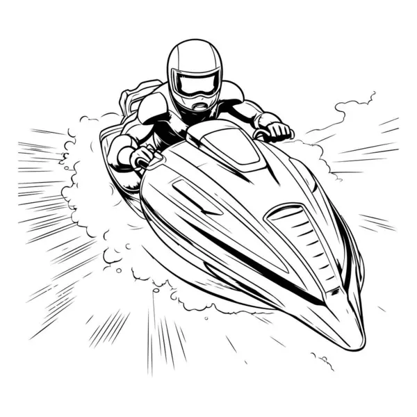 Jet Ski Racer Azione Illustrazione Vettoriale Pronta Taglio Del Vinile — Vettoriale Stock