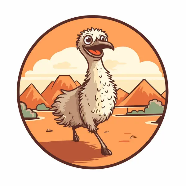 Ostrich Desert Vector Illustration Cartoon Style — Stock Vector
