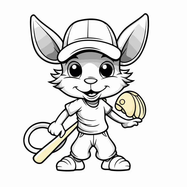 Tavşan Beyzbol Maskot Karakteri Maskot Vektörü Llüstrasyonu — Stok Vektör