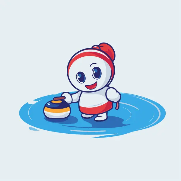 Cartoon Snowman Winter Clothes Ice Vector Illustration — Stock Vector
