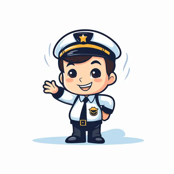 Cute Marynarz Chłopiec Kreskówka Postać Wektor Ilustracji Cute Marynarz Chłopiec — Wektor stockowy
