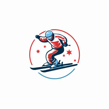 Snowboder vektör logo tasarım şablonu. Snowboardcu simgesi.