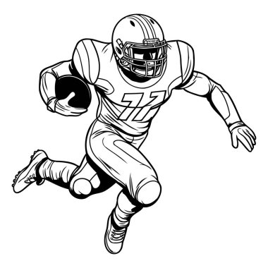 Amerikan futbolcu topla koşuyor. Vektör illüstrasyonu vinil kesim için hazır.