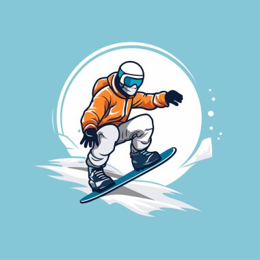 Snowboardcu havada snowboard yaparken. Kış sporu temsilciliği.