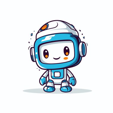 Sevimli astronot karakteri. Vektör çizimi. Sevimli çizgi film tarzı.