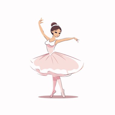 Pembe etekli güzel balerin. Vektör illüstrasyonu.