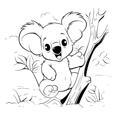 Çocuklar için boyama kitabı: ağaçtaki koala. Vektör illüstrasyonu