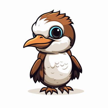 Tatlı çizgi film pengueni. Vektör illüstrasyonu beyaz arkaplanda izole edildi.