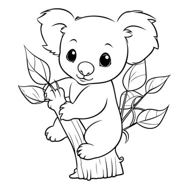 Çocuklar için boyama kitabı: ağaç dallı şirin koala