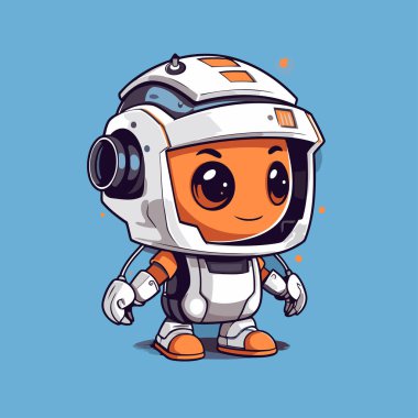 Tatlı çizgi film astronot karakteri. Vektör çizimi. 10 saniye..