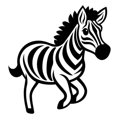 Zebra simgesi beyaz arkaplanda izole edildi. Zebra vektör illüstrasyonu.