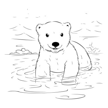 Sudaki kutup ayısının tasviri. tasarım için çizim