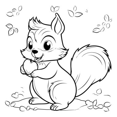 Şirin sincap, çocuklar için boyama kitabı. Vektör illüstrasyonu.