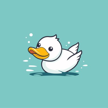 Şirin ördek yavrusu. Beyaz arkaplanda izole edilmiş vektör illüstrasyonu.