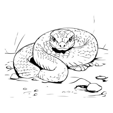 Yerde yılan var. skeç vektör grafikleri tek renkli illüstrasyon