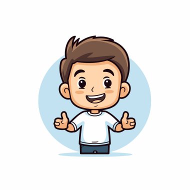 Şirin çocuk çizgi film vektör çizimi. Sevimli küçük çocuk karakteri.