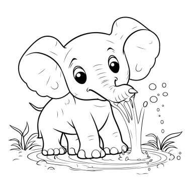 Bir Filin Boyama Sayfası Çocuklar için Boyama Kitabı