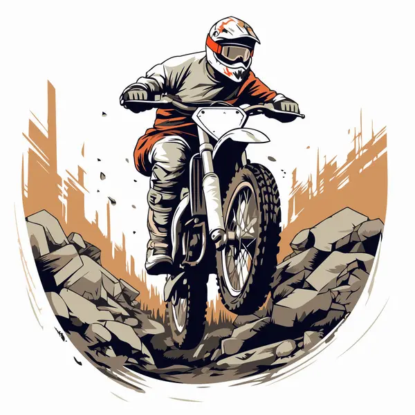 Motocross Rider Ação Ilustração Vetorial Pronta Para Corte Vinil — Vetor de Stock