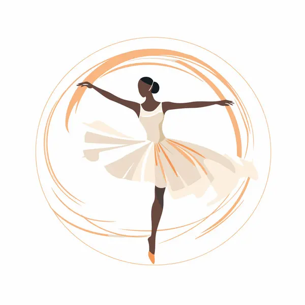 Ballerina Nera Tutù Bianco Illustrazione Vettoriale — Vettoriale Stock