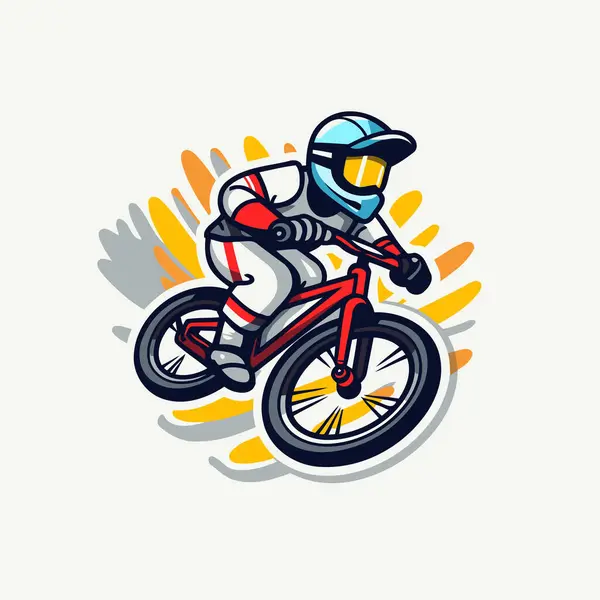 Motocross Logo Vektorillustration Eines Fahrers Auf Einem Fahrrad — Stockvektor