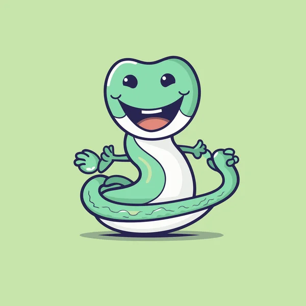 Mascotte Serpent Cartoon Mignon Personnage Vectoriel Icône Illustration Design — Image vectorielle