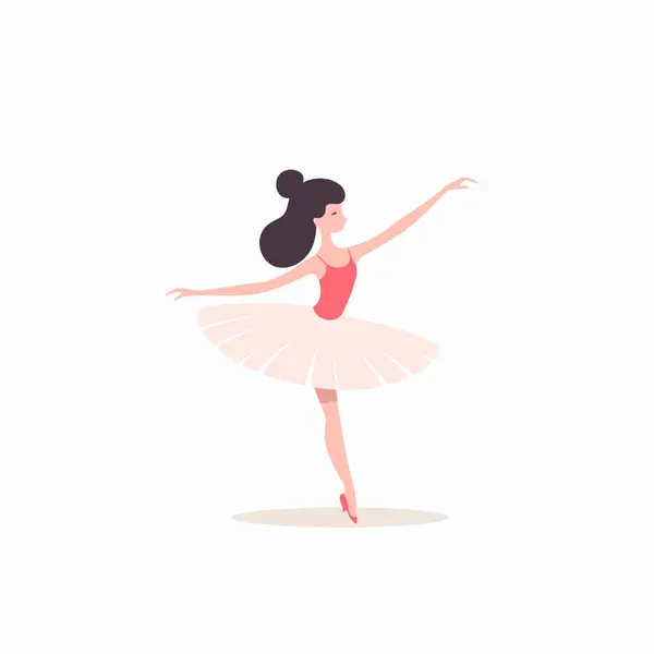Krásná Baletka Růžové Sukni Vektorová Ilustrace Plochém Stylu — Stockový vektor