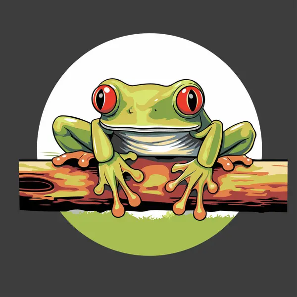 Frog Branch Vector Illustration Tree Frog — Stock Vector