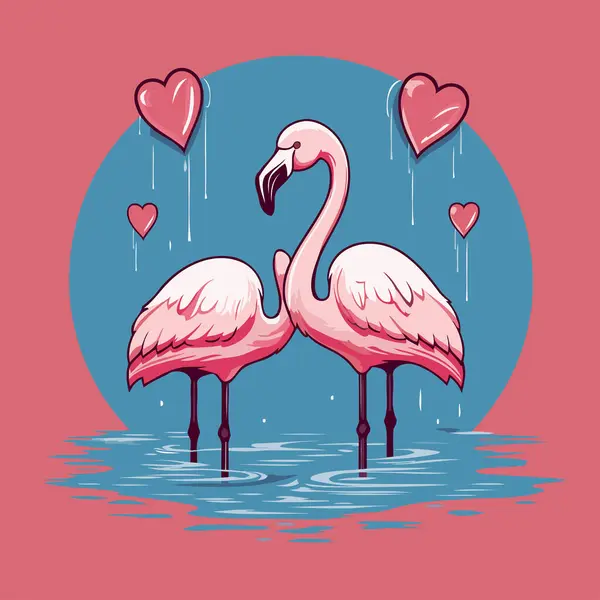 Flamingo Love Vector Illustration Flamingo Love — Stock Vector