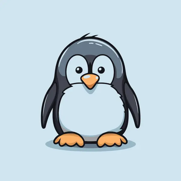 青い背景に隔離されたかわいいペンギン漫画 ベクトルイラスト — ストックベクタ