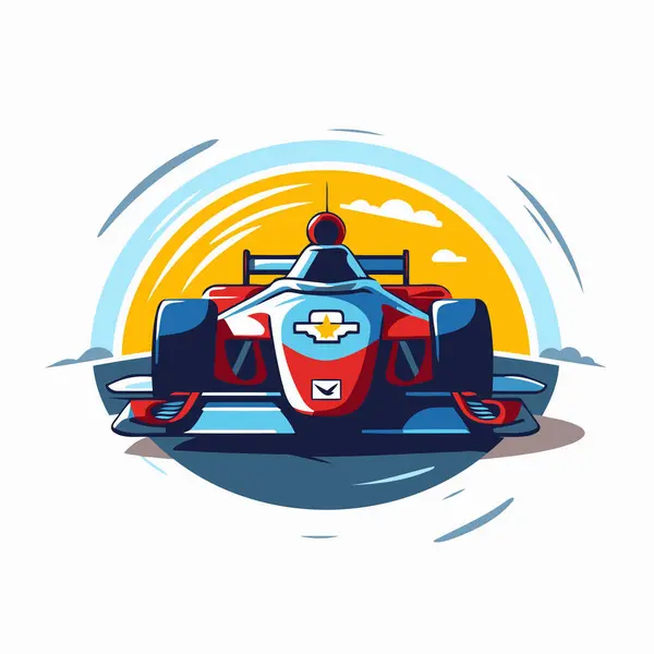 Vektorová Ikona Závodního Auta Plochá Ilustrace Vektorové Ikony Závodního Vozu — Stockový vektor