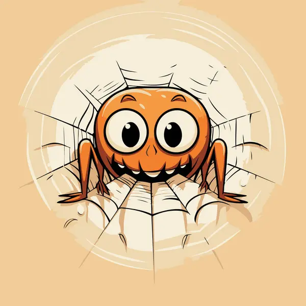 Cute Cartoon Spider Hole Wall Vector Illustration — Stock Vector