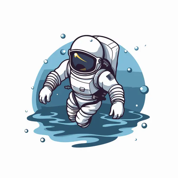 Astronautul Plutind Apă Ilustrație Vectorială Stil Desene Animate — Vector de stoc