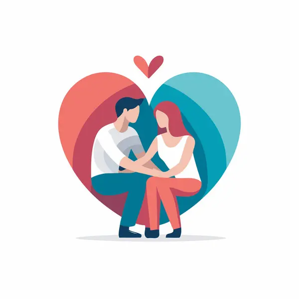 Couple Love Vector Illustration Flat Style Isolated White Background — Stock Vector