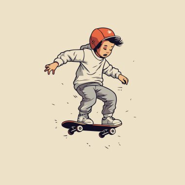 Kaykaylı kasklı bir kaykaycının vektör çizimi.