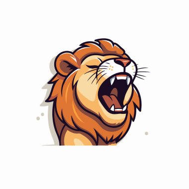 Aslan kafalı maskot. Vektör çizimi. Beyaz arkaplanda izole.