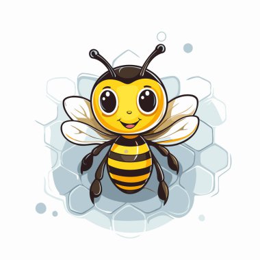 Tatlı çizgi film arısı. Vektör çizimi. Beyaz arkaplanda izole.