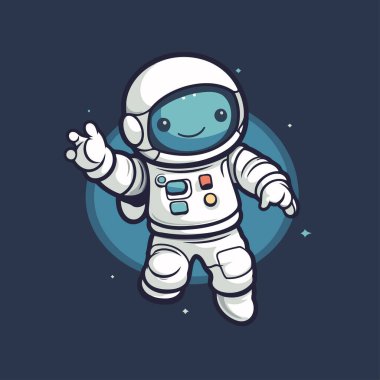 Uzayda bir astronot. Vektör çizimi. Düz tasarım.