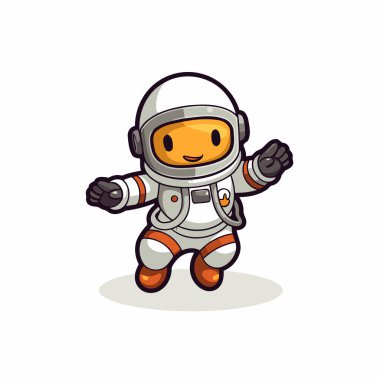 Astronot çizgi film karakteri. Beyaz arkaplanda vektör illüstrasyonu.