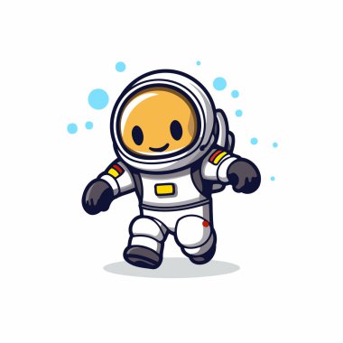 Astronot karakter tasarımı. Tatlı çizgi film uzay adamı vektör çizimi
