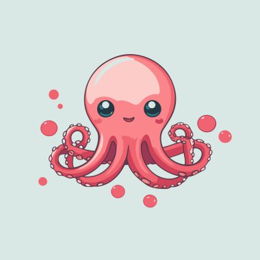 Şirin ahtapot çizgi film vektör çizimi. Sevimli ahtapot karakteri