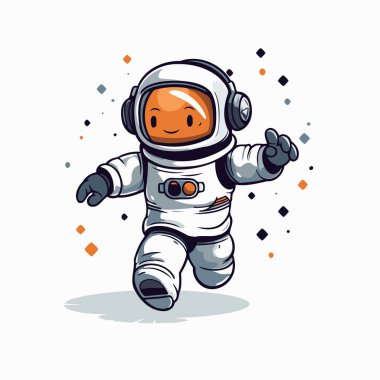 Astronot çizgi film karakteri. Vektör illüstrasyonu beyaz arkaplanda izole edildi.
