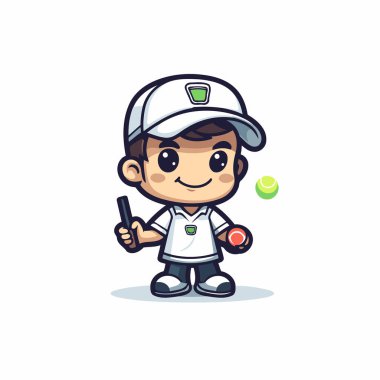 Beyzbol oyuncusu Maskot Karakteri Tasarım Vektörü İllüstrasyonu.